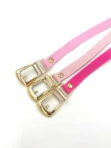 Thin Elastic Belt In Various Colors. Casual, Party, Cute, Elegant, Elastic, Buckle. - Màu Hồng baby - Xem 4