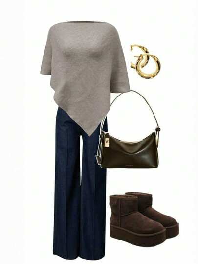 Fashionable Solid Color Ribbed Shawl, Everyday Wear, Autumn/Winter