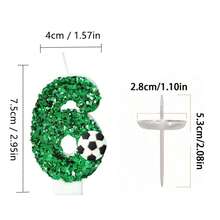 1pc Handmade 0-9 Number Candles, Green Football Birthday Candles, Adult Party Anniversary Celebration Decorative Candles - Green - View 4