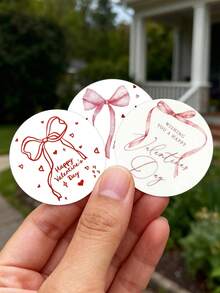 3张/套 高级大号情人节装饰贴纸 – 非常适合用于礼品包装、大信封和多种表面。每张贴纸尺寸为5厘米/1.97英寸。非常适合情人节装饰、礼品点缀、水瓶、窗户和礼品盒。 - 粉色 - 查看 2