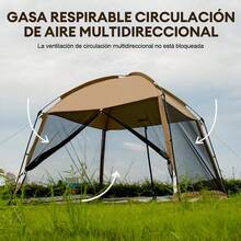 Carpa de acampada y playa al aire libre - Diseño de malla, toldo de sombra resistente al viento y la lluvia - Caqui - Ver 6