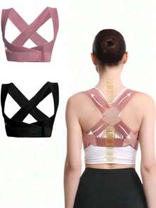1pc/2pcs Updated Posture Corrector For Men & Women, Size Runs Small, Consider Ordering One Size Up For Loose Fit, Adjustable Upper Back Support For Clavicle And Neck/Shoulder Upright Comfort (Pink) Posture Corrector For Men & Women, Body Health Fixation Upper Back Support Clavicle Back And Shoulder Under Clothes, Black