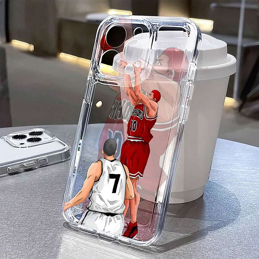 Funda para teléfono con diseño de acción de baloncesto, compatible con teléfonos , 17, 16 Pro Max, 15 Pro Max, 13 y 12. Fabricada en TPU, ofrece protección contra golpes y caídas. Un regalo ideal para familiares, amigos, amantes del deporte, atletas y fanáticos del baloncesto. - transparente - Ver 1