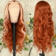 Green Lace Front Wigs For Women Body Wave Lace Front Wigs Highlights Black With Green Streak Colorful Long Wavy Skunk Stripe Glueless Wigs 26Inch Soft Hair Heat Resistant Wavy Wig For Women Perfect For Daily Wear Parties & Special Occasions - Làm nổi bật tóc vàng - Xem 7