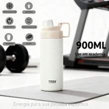 TYESO 900ML (30OZ) Vacuum Insulated Water Bottle With Carrying Handle, Iridescent Colors. Stainless Steel Coffee Cup With Straw, Thermal Bottle, Thermal Cup, 100% Leak-Proof, Keeps Temperature For 24 Hours For Hot/Cold Drinks Or 10 Hours For Hot Drinks. Suitable For Water, Iced Tea, Coffee, Smoothies And Other Beverages. An Ideal Choice For Festive Or Birthday Gifts. - 白色的 - 查看 4