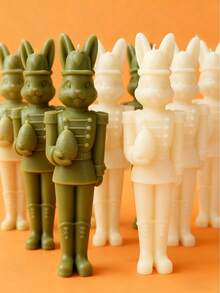 胡桃夹子兔子蛋形蜡烛模具，耐热 | 高弹性硅胶模具，多用途 - 可用于制作蜡烛、石膏/绘画、捏捏乐/解压玩具、摄影背景、节日家居装饰、派对礼物、手工工艺品。一体成型，柔韧易清洗，可重复使用。 - 白色 - 查看 10