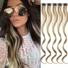 5pcs Colorful Hair Extensions, Party Highlights, Curly Wavy Hair Clips, Clip-In Synthetic Highlights, Suitable For Girls And Women, 17 Inches - Grey - View 9