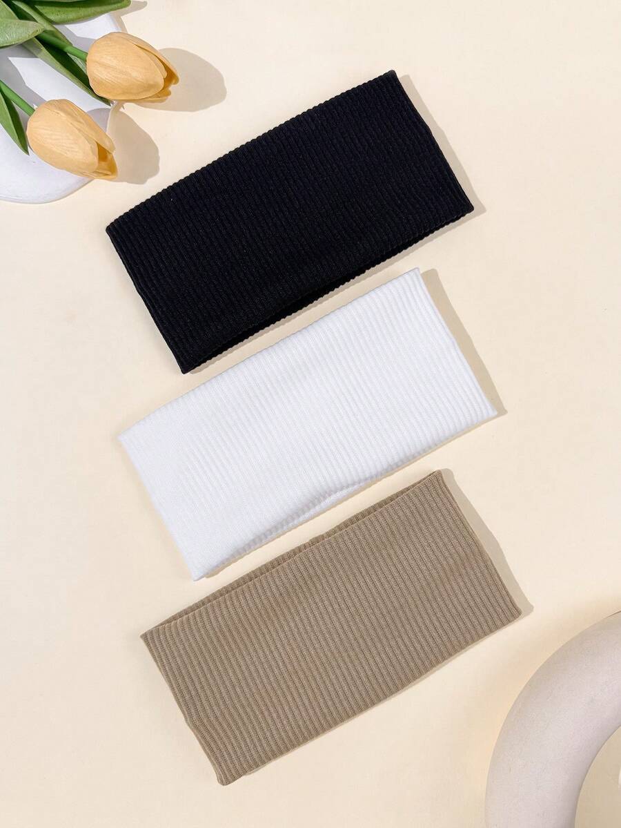 3pcs Solid Hair Band Casual, Gym Headband Turban Headband Sweatband, Hairband Fall Winter Hair Accessories For Women For Vacation Outfits Woman Elegant Scarf Women Bandana Soft Headwrap - Multicolor - View 1