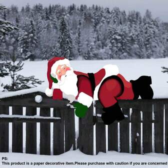 1个趣味睡着的圣诞老人圣诞庭院装饰栅栏栏杆门廊屋顶装饰（纸制品可能容易变形）