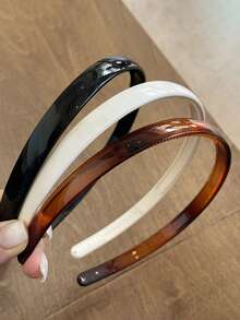 3条/1条，周长14.17英寸/36厘米，黑色、白色、玳瑁色塑料发箍，简约防滑锯齿设计，百搭、优雅、简约，适合日常、户外、海滩、派对、通勤、度假、发型设计、洗脸、化妆、服装配饰、发带、头饰、发箍等各种场合。 - 彩色 - 查看 1