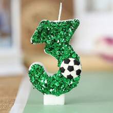 1pc Handmade 0-9 Number Candles, Green Football Birthday Candles, Adult Party Anniversary Celebration Decorative Candles - Green - View 6