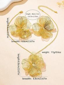 3pcs/Set Vintage Elegant Metallic Gold Textured Floral Pendant Necklace & Earrings Set, Suitable For Women's Daily, Party, Holiday, Gift - 黃金 5 - 查看 11