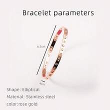 Rose Gold Roman Numeral Jewelry Set 3pcs - Cubic Zirconia Barrel Pendant Necklace & Bangle Bracelet Set For Women, Minimalist Luxury Party Gift - Roman Numerals - View 3