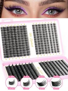 384/416pcs Individual False Eyelashes, Eyelash Book, Cluster Fake Lashes, DIY Home Eyelash Extension, Eyelash Cluster, Individual False Eyelashes, Eyelashes, Ideal For Beginners Daily Wear, Also Suitable For Weddings, Dates, Parties, Holidays, Especially Suitable For Christmas/Halloween/Gifts - Black - View 10
