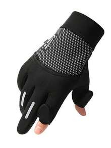 1 Pair Thickened Warm Flip-Top Fingerless Gloves, Waterproof, Anti-Slip, Windproof For Driving, Running, Cycling, Fishing, Delivery, Unisex