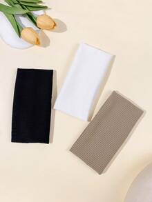 3pcs Solid Hair Band Casual, Gym Headband Turban Headband Sweatband, Hairband Fall Winter Hair Accessories For Women For Vacation Outfits Woman Elegant Scarf Women Bandana Soft Headwrap - Multicolor - View 2