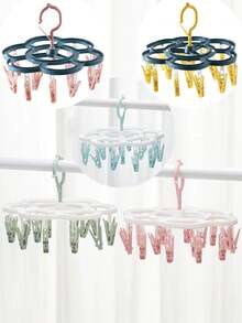 32-Clip Foldable Rotating Drying Rack, Suitable For Underwear, Socks, Small Clothing, Indoor & Outdoor Use - Space Saving, No Power Needed, Clothesline, Drying Rack, Essential For Laundry Room