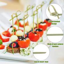 200/100/50支装多用途竹签组合装 | 汉堡/水果甜点两用竹签，耐热，适合户外野餐和居家使用 - 彩色 - 查看 11