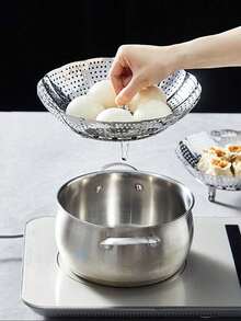 1/3pcs Multi-Functional Stainless Steel Collapsible Steamer Tray, Expandable Steamer, Expandable Fruit Plate, Small Steamed Buns Steamer Grid, Steamer, Steamer Drawer, Steamer Rack