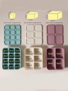 12格婴儿柔软硅胶易取喂食托盘、餐食准备食品储存容器、冷冻和蒸煮器 - 綠色 - 查看 5