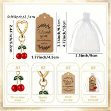 12pcs Cherry Design Drawstring Organza Gift Bags, Wedding Holiday Party Favors, Organza Snack Candy Pouches, Gift Packaging, Bag Charms Pendants