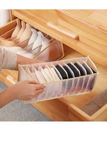 1pc Foldable Mesh Underwear, Socks, Clothing Storage Bag, Drawer Style Thickened Storage Box, Transparent Storage Set Suitable For Bedrooms And Dormitories, Including 6/7/11 Partition Box For Effective Storage - Multicolor - View 1
