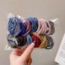 50pcs Black Elastic Headband, High Elasticity Seamless Ponytail Fixator, Rubber Band, Suitable For Thick Hair - Perfect For Women's Hairstyles And Accessories - Color - 查看 2