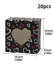 5个/20个装情人节新款结婚糖果盒，心形开窗饼干盒，烘焙包装蛋糕盒，七夕节情侣浪漫礼物方形开窗礼盒 - 彩色 - 查看 16