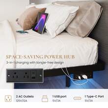 SHA CERLIN Twin/Full/Queen/King Size Floating Bed Frame With Smart LED Lights And Charging Station, Heavy Duty Metal Platform Bed With Modern Design, No Box Spring Needed, Easy Assembly, Black - Xem 4