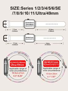 1条印花硅胶智能手表表带，这款通用型20-22毫米表带具有广泛的兼容性：兼容华为Watch GT3/GT4、三星Galaxy Watch6以及 Series 1至Series 9、SE和Ultra（表壳尺寸38-49毫米）。 - 彩色 - 查看 6