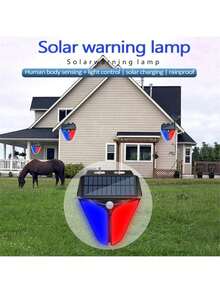 2 Pack Solar Strobe Warning Lights With 100DB Alarm Outdoor, 4 Working Modes Solar Power Motion Sensor Alarm Light Waterproof, Security Siren Light For Pasture, Home, Farm, Barn, Villa, Yard - Multicolor - View 7