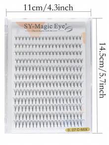 240 Pcs Per Box, V-Type Eyelash Extension, Thickness 0.07mm,Sharp Narrow Stem Premade Fans,8-15mm/Mix, Curl C/D ,Pointy Base Premade Fans Eyelash Extensions, With 10Pcs Eyelash Extension Gel Under Eye Pads , Easy To Carry, Hand-Grafted False Eyelashes, Party And Travel, Christmas - Black - View 2