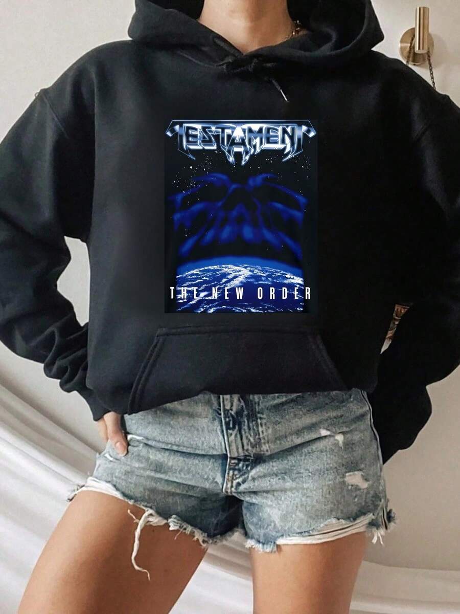 Testament The New Order Band Logo Hooded Sweatshirt Streetwear Fashion Homme Soft Unisex - Black - View 1