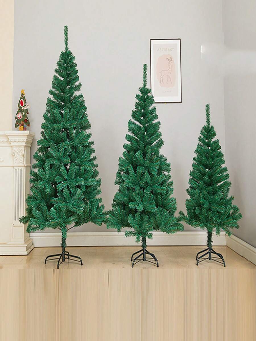 1pc, Christmas Tree Artificial Canadian Fir Full Bodied Christmas Tree With Plastics Stand, Scene Decor, Room Decor, Home Decor, Holiday Party Decor, Christmas Decorations - Green - View 1