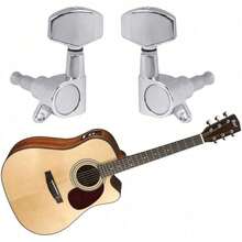 6 Pieces Guitar Machine Heads Knobs Guitar String Tuning Pegs Machine Head Tuners For Electric Or Acoustic Guitar (3 Left + 3 Right) - Silver - View 5