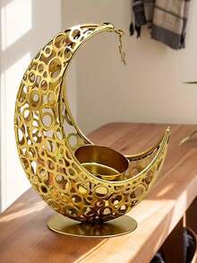 Elegant Crescent Candlestick - Metal Ramadan Lantern, Eid Al-Fitr Decorative Tabletop Ironwork, No Electricity Required, Perfect For Festival Decoration And Gift, Home Decoration, Decorative Item Storage - Multicolor - View 1