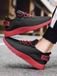 1 Pair Of Shoes Men's Sports Shoes Breathable Men's Casual Shoes Competition Shoes Fashionable Casual Shoes Men's Running Shoes - Red - View 4