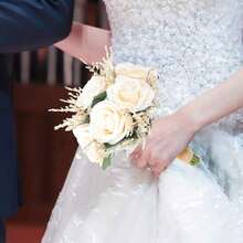 باقات زفاف بوهيمية للعروس والوصيفات، زهور الورد الاصطناعية البيضاء والشمبانيا لديكور الزفاف، باقات عروس ترتيبات زهور الزفاف لديكور المنزل وطاولات الوسط، زهور ورد اصطناعية للرمي في مراسم الزواج المدني واكسسوارات عيد الحب - بيج أ - مشاهدة 5