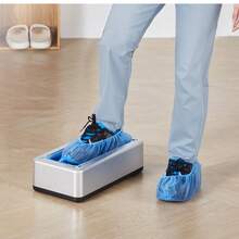 Dispensador de fundas para zapatos, apto para talla 11 de EE. UU., con 100 fundas de plástico desechables. - Plateado - Ver 9