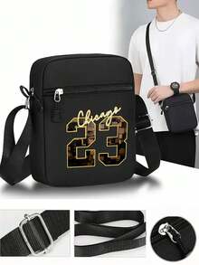 1pc/2pcs Classic Chicago 23 Letter & Number Gold Print Unisex Flat Brim Hip Hop Baseball Cap And Crossbody Bag, Street Fashion Outdoor Sports Cap And Shoulder Bag, Adjustable, Great Gift For Yourself Or Friends