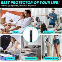 1 pieza Detector de mini cámara portátil, con función de señal RF antiespionaje y 5 niveles de sensibilidad, puede detectar cámaras ocultas y rastreadores GPS, adecuado para automóviles, casas interiores, hoteles, baños, viajes, oficinas y otras escenas, y se puede cargar a través de USB. Es pequeño y fácil de transportar, lo cual es muy adecuado para proteger la privacidad y la . - Negro - Ver 11