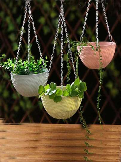 1 st hängande kruka för inomhus/utomhusbruk med dräneringshål, lämplig för växtodling, plantuppfödning, hängande kruka, luftplantering, heminredning gröna växter, hängande blomkorg av plast