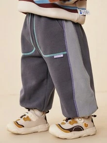 mini bala 男婴红外线保暖裤 2025 冬季款，带保暖内衬抗菌保暖裤 - 茶灰 - 查看 2