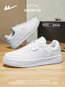 WARRIOR 1双男士前系带休闲运动鞋，时尚百搭舒适轻便厚底防滑户外运动鞋 - 白色 - 查看 6