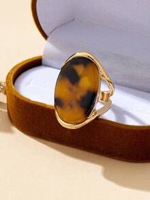 2026 Oval Leopard Print Zinc Alloy Ring, Suitable For Winter Wear - Cutout Leopard Print - View 6