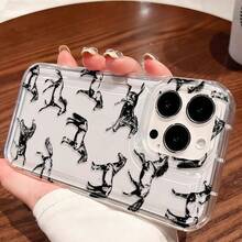 1pc Black Horse Pattern Transparent Air Cushion Full Body Shockproof TPU Fashion Phone Case Compatible With Apple 17/16/15/14/13/12/11 Pro Max, Galaxy A55/54/53/52/51, S25/24/23/22/21 Series - Multicolor - View 5