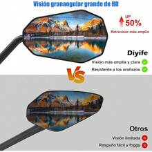 Diyife 2 Unidades Espejo de Bicicleta con Palanca Extra Larga y Espejo Grande HD, Barra de Conexión Ajustable 360 ° , Compatible con Manillar Universal de 22-25.5mm - uno por - Ver 3