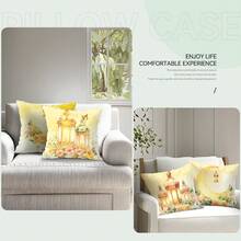 4pcs Ramadan Floral Lantern Pattern Pillow Covers, Single-Sided Printed Cushion Covers, Suitable For Living Room, Bedroom, Home Decor, All Season - Multicolor - View 5