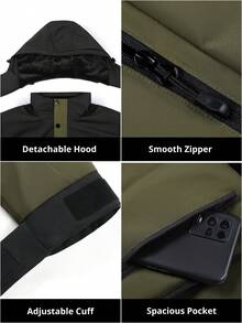 CAMEL CROWN 男士冬季滑雪夹克山地雪地外套防水可拆卸风帽防风羊毛雨衣