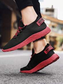 1 Pair Of Shoes Men's Sports Shoes Breathable Men's Casual Shoes Competition Shoes Fashionable Casual Shoes Men's Running Shoes - Red - View 3